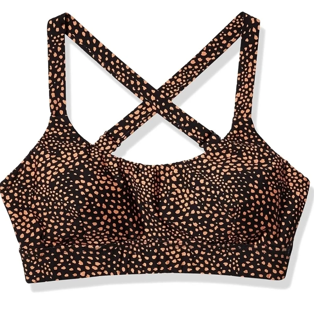 Seafolly Safari Spot Black Active Crop Top Sports Bra Size XS NWOT
